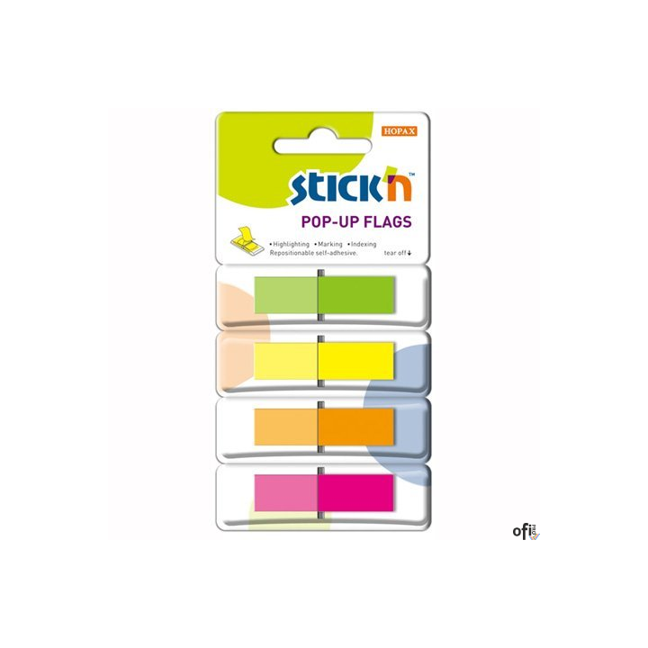 Zakładki indeksujące w podajniku 45x12mm 160/4 kolory STICKN 26017