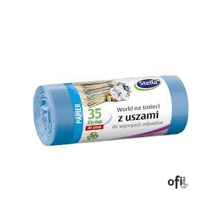 Worki do segegacji PAPIER niebieskie z uszami LDPE 35l (20szt.) STELLA 032211