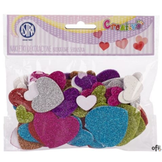 Naklejki dekoracyjne - brokatowe serca ASTRA, 335117009
