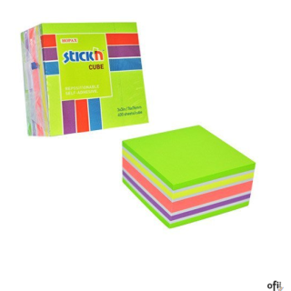 Bloczek STICKN 76x76mm 400k mix zielony/żółty/różowy 21537
