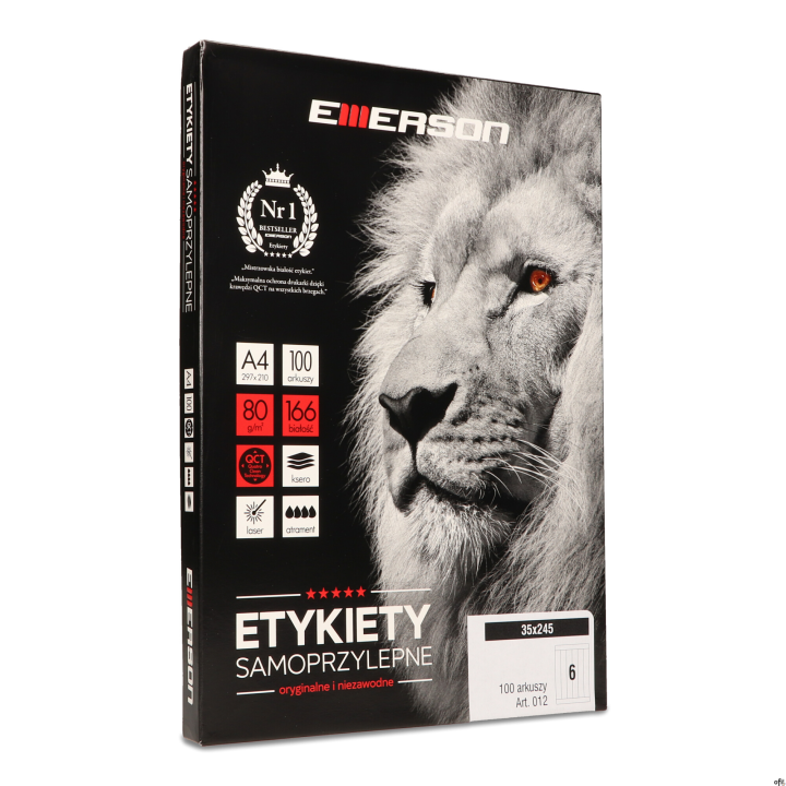 Etykiety A4 245x35mm (100) białe EMERSON eta4245x035w