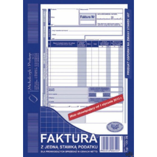 Faktura VAT z jedną stawką podatku (pion), A-5