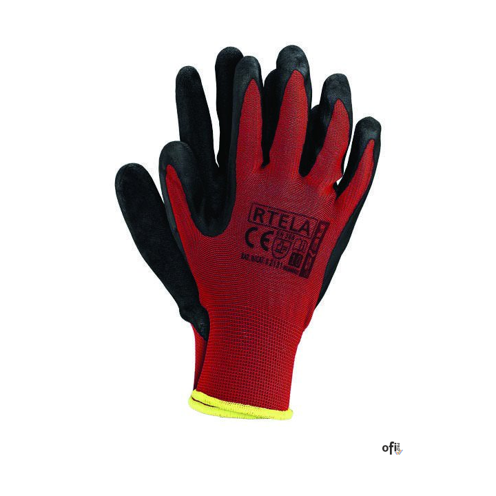 Rękawice powlekane czerwono-czarne rozmiar 8 RTELA