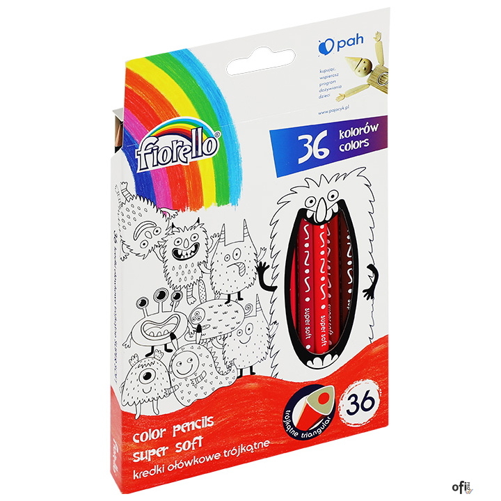 Kredki ołówkowe FIORELLO SUPER SOFT, 36 kolorów, trójkątne 170-2474
