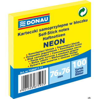 Bloczek samop.76x76 100k neon żółty 7586011-11 DONAU