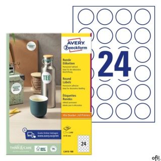 Etykiety okrągłe L3415-100 Q40 100 ark. Avery Zweckform