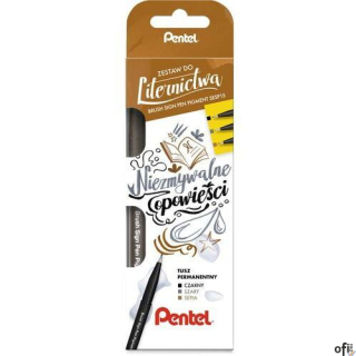 Pisak BRUSH SIGN PEN PIGMENT (3 szt.) NIEZMYWALNE OPOWIEŚCI SESP-15-ST3 PENTEL