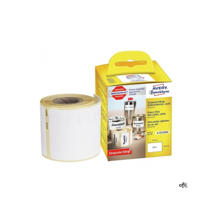 Etykiety Heavy Duty w rolce do drukarek termicznych DymoTM , 200 etyk. / rolka, 104 x 159 mm , poliestrowe, trwałe, białe, AVERY