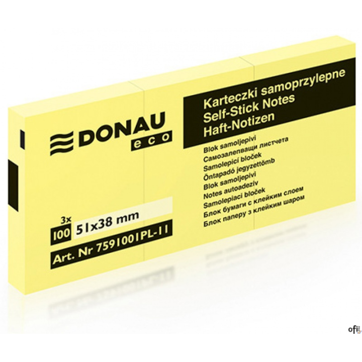 uniwersalne karteczki, w żółtym neutralnym kolorze, idealne do przekazywania wiadomości_ilość karteczek: 1x100 w rozmiarze 38x51