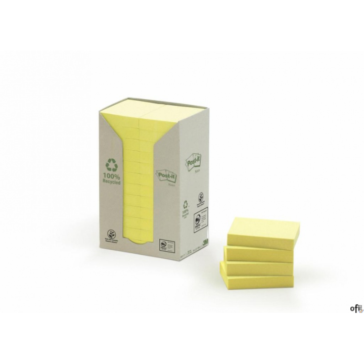 Nowy indeks blk0037011 Bloczek samoprzylepny ekologiczny POST-IT_ (653-1T), 38x51mm, 24x100 kart., żółty