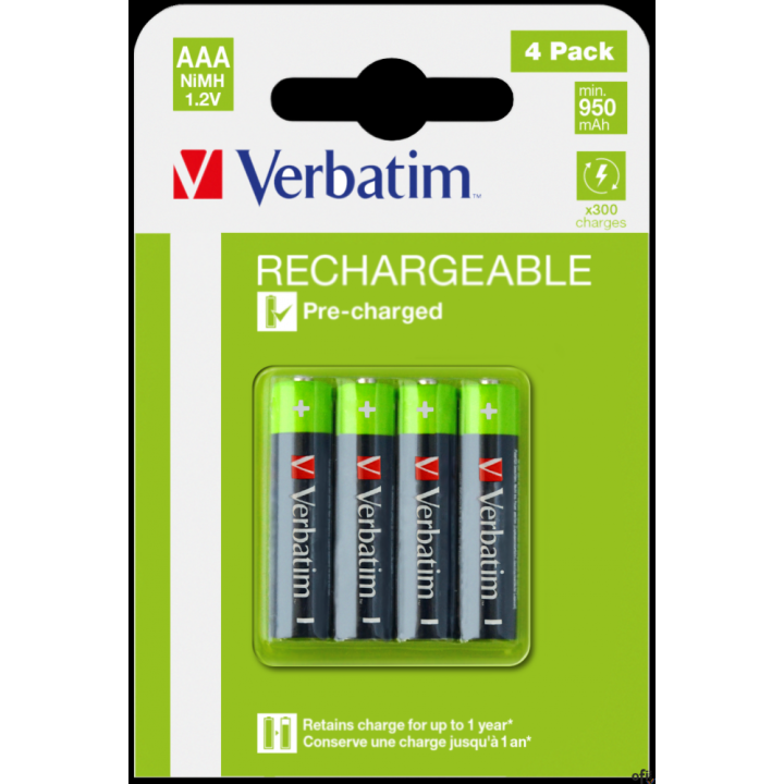 Akumulatory VERBATIM HR3 AAA 950 mAh BLISTER 4szt. 49514