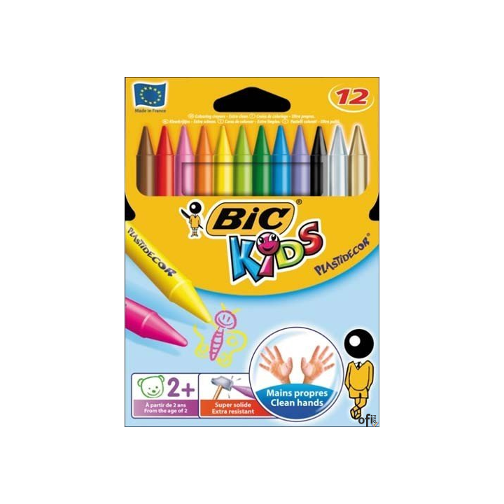 Kredki świecowe BIC Kids Plastidecor 12 kolorów, 945764