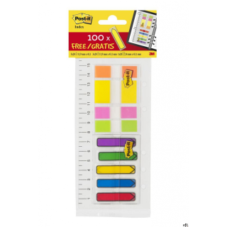 Zestaw szkolny zakładek POST-IT_ (683-3+680-1+684-ARR1), z linijką, mix kolorów, 3M-UU004905160