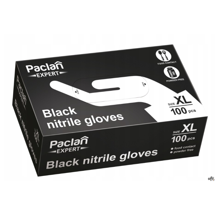 Rękawice nitrylowe czarne XL 100szt. PACLAN SALE