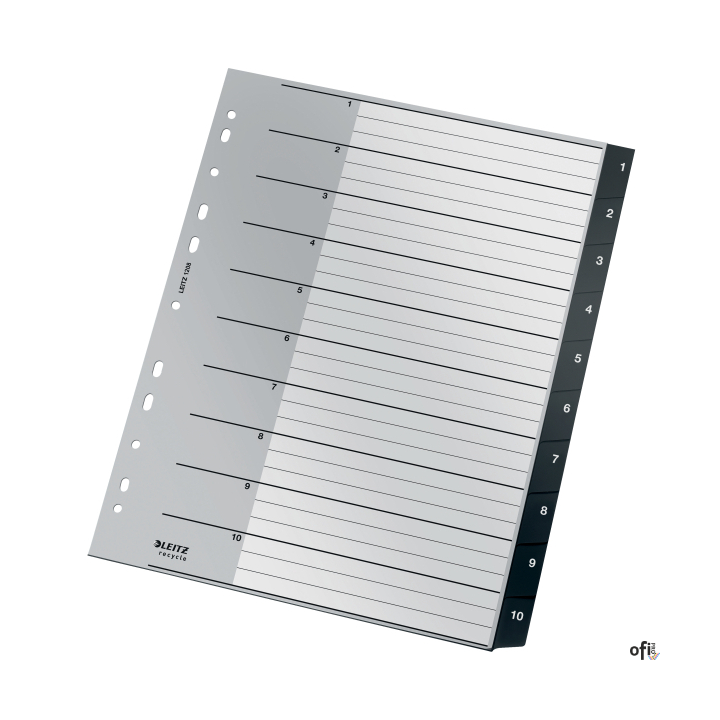 Przekładki Recycle 1 - 10, A4, PP, czarne Leitz, 12080000