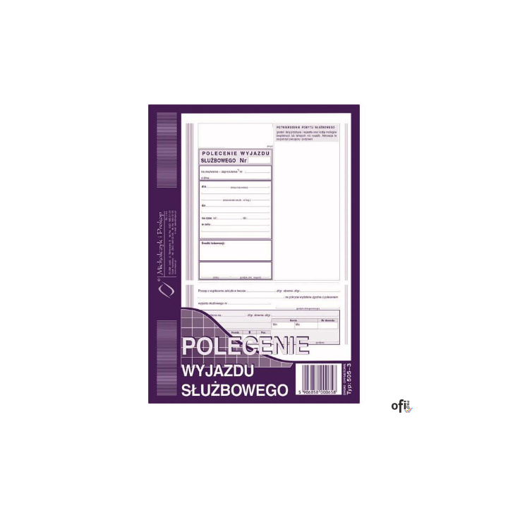 505-3 Polecenie wyjazdu służbowego, A5 40 kartek, MICHALCZYK&PROKOP