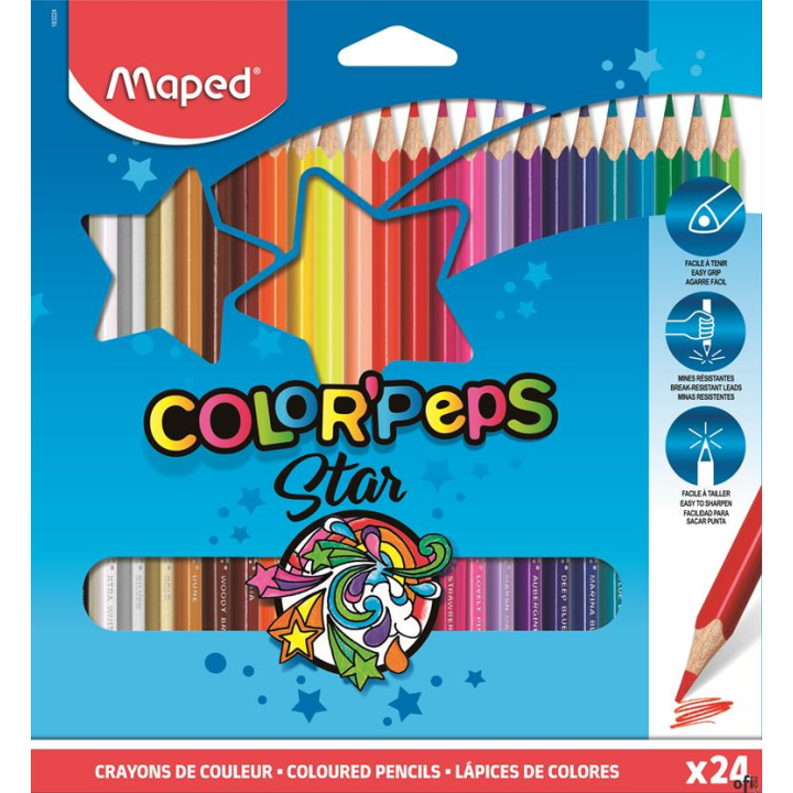 Kredki trójkątne MAPED COLORPEPS 24kolorów 183224