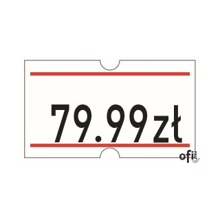 Etykiety cenowe w rolce do metkownicy jednorzędowej Meto 21x12 mm, biało-czerwone opakowanie 6 rolek M30014357