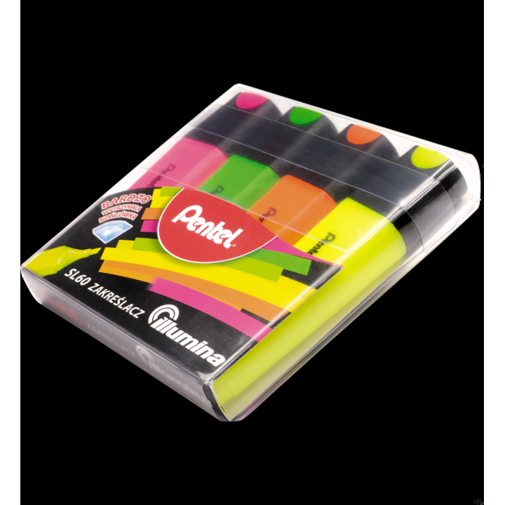 Zakreślacze płaski, 4 kolory  SL60-4 PENTEL