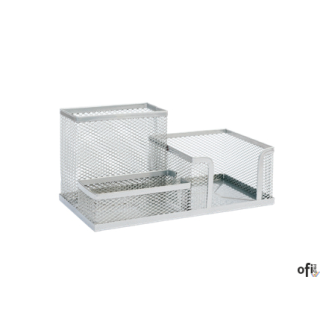 Przybornik na biurko DOTTS siatka srebrny 205x103x98mm