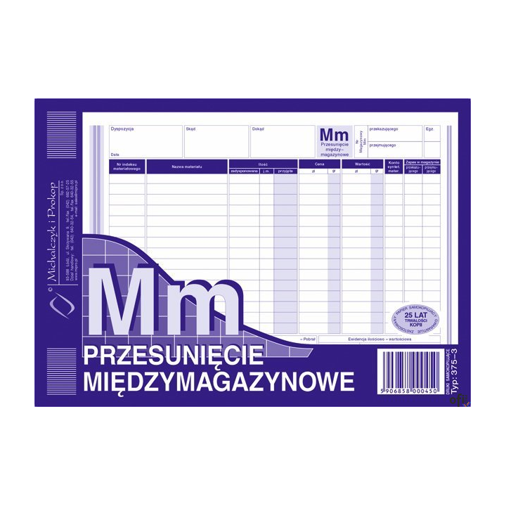 MM przesunięcie materiałów
