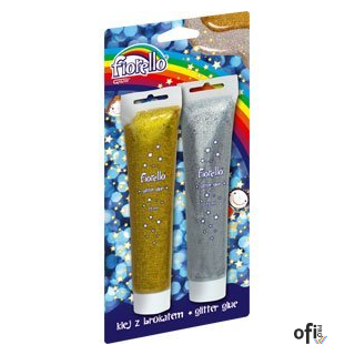 Klej brokatowy FIORELLO GR-BK75 B2, 2 szt./75ml/2 kolory, złoty srebrny 170-2263
