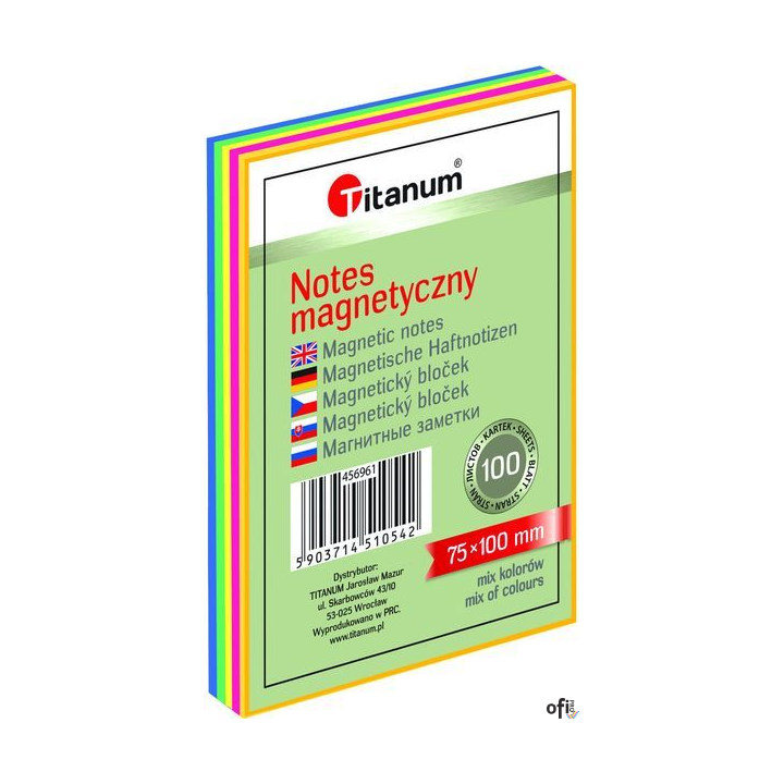 Notes elektrostatyczny 75x100mm 100k mix kolorów 456961 TITANUM bloczek