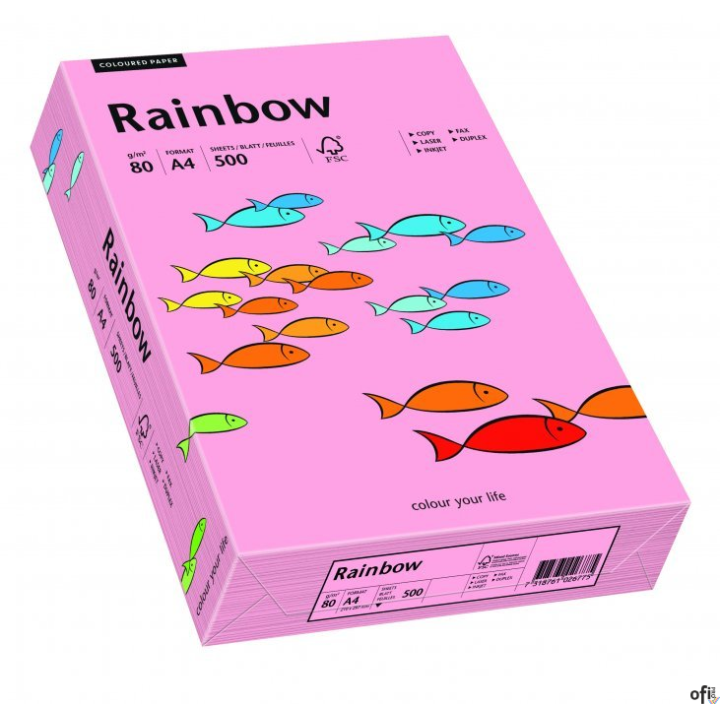 Papier xero kolorowy A4 80g 500 ark. RAINBOW R55 różowy 88042541