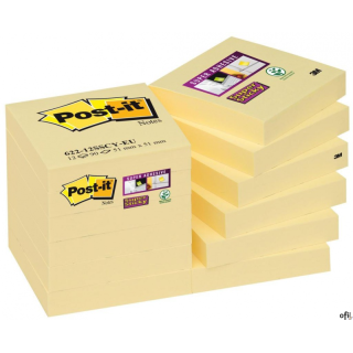 Bloczek samoprzylepny POST-IT_ Super Sticky (622-12SSCY-EU), 46,7x46,7 mm, 12x90 kart., żółty