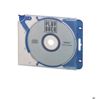 Standardowy pojemnik na płyty CD/DVD z nałożoną listwą umożliwiającą przechowywanie w segregatorach QUICKFLIP archiv.
