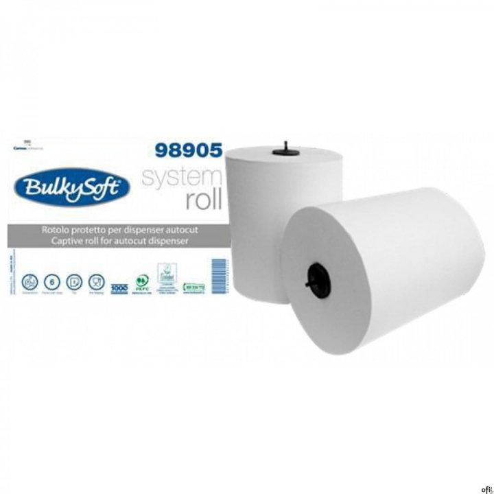 Ręcznik systemowy w roli 200m. (6 rolek) 2w, BulkySoft,  100% celulozy, 98905