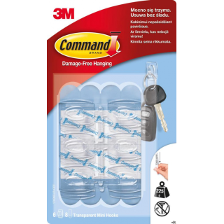 Haki wielokrotnego użytku COMMAND_ (17006 CLR), małe, 6szt., transparentne