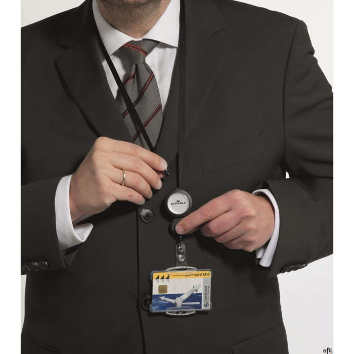 Mechanizm do identyfikatorów z wyciąganą taśmą  Czarny JOJO PLUS 822901 DURABLE