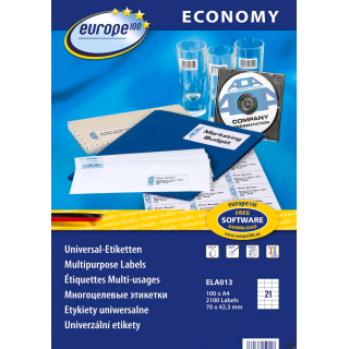 Etykiety uniwersalne ELA013 70 x 42,3 100ark Economy Europe100 by Avery Zweckform