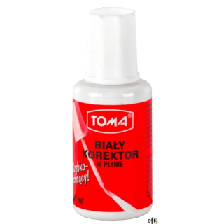 Korektor w płynie, w buteleczce z pędzelkiem 20ml biały TO-019 Toma