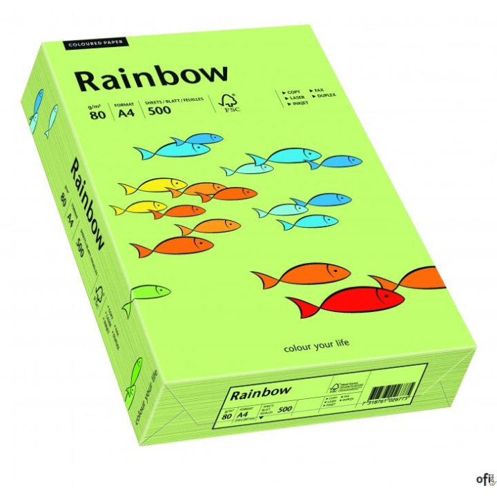 Papier xero kolorowy A4 80g 500 ark. RAINBOW R74 jasnozielony 88042607