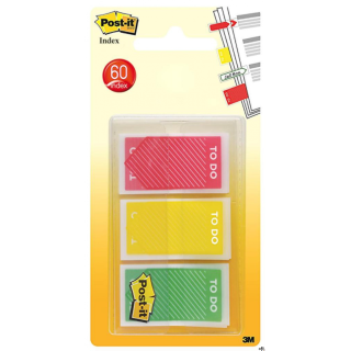 Zakładki indeksujące POST-IT_ (682-TODO), PP, 23,8x43,2mm, 3x20 kart., mix kolorów