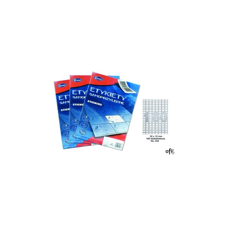 Etykiety samoprzylepne białe Grand Uniwersalne etykiety samoprzylepne Grand w arkuszach formatu A4, do stosowania w drukarkach a