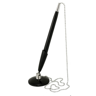 Długopis plastikowy z podstawką i metalowym łańcuszkiem czarny 0,7mm KAMPALA A01.2198.90