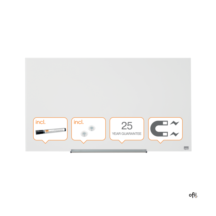Szklana tablica Nobo Impression Pro 1000x560mm, lśniąca biel