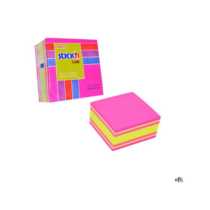 Bloczek STICKN 76x76mm 400k mix różowy/żółty 21536