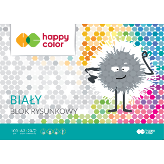 Blok rysunkowy biały A3, 100g, 20 ark, Happy Color HA 3710 3040-0