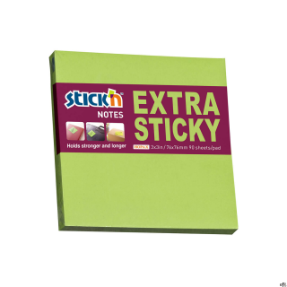 Notes samoprzylepny EXTRA STICKY 76x76 zielony neon 90 kart. 21672 STICK N