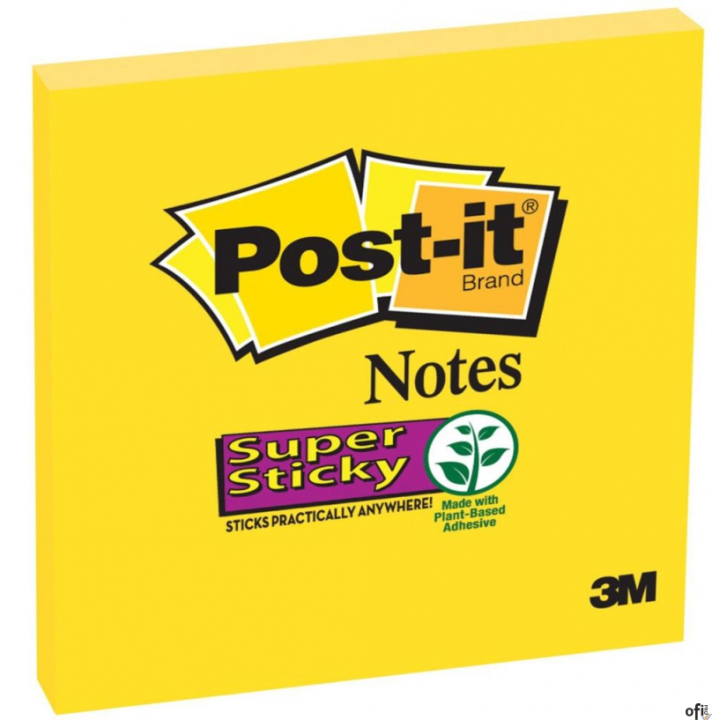 Bloczek samoprzylepny SUPER STICKY 654-S 76X76MM, 1X90kartek, żółty 3M