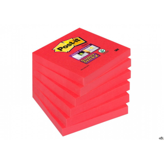 654-6SS-PO Bloczek samoprzylepny Post-it_ Super Sticky,_czerwień, 6 sztuk po 90 kartek, 76x76 mm
