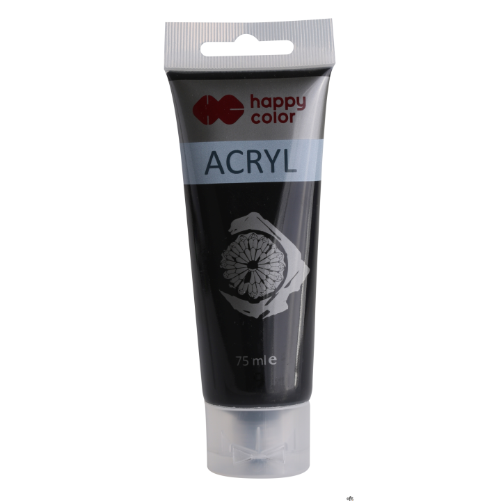 Farba akrylowa 75ml, czarny, Happy Color HA 7370 0075-9