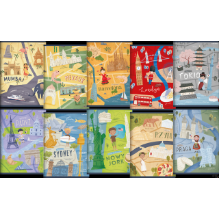 Zeszyt TOP 2000 CITIES OF THE WORLD A5 16k 70g mix linia podwójna kolorowa 400157889 SALE