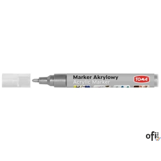 Marker akrylowy, fibrowa końcówka okrągła 2-5mm,  srebrny TO-402 Toma