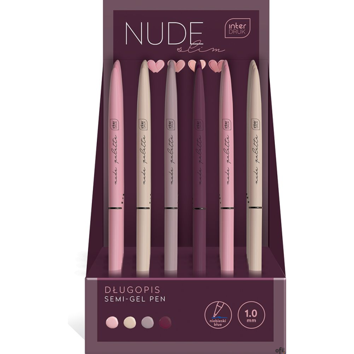 Długopis żelowy NUDE SLIM 1,0 mm mix kolor INTERDRUK