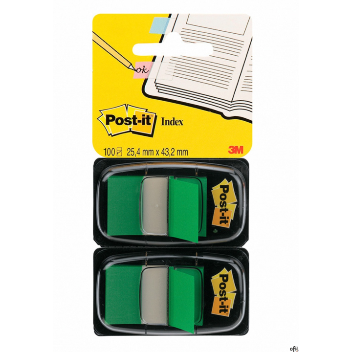 Zakładki indeksujące POST-IT_ (680-G2EU), PP, 25,4x43,2mm, 2x50 kart., zielone